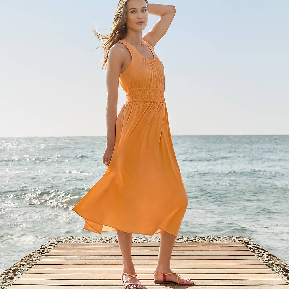 LOFT Smocked Tank Midi Dress